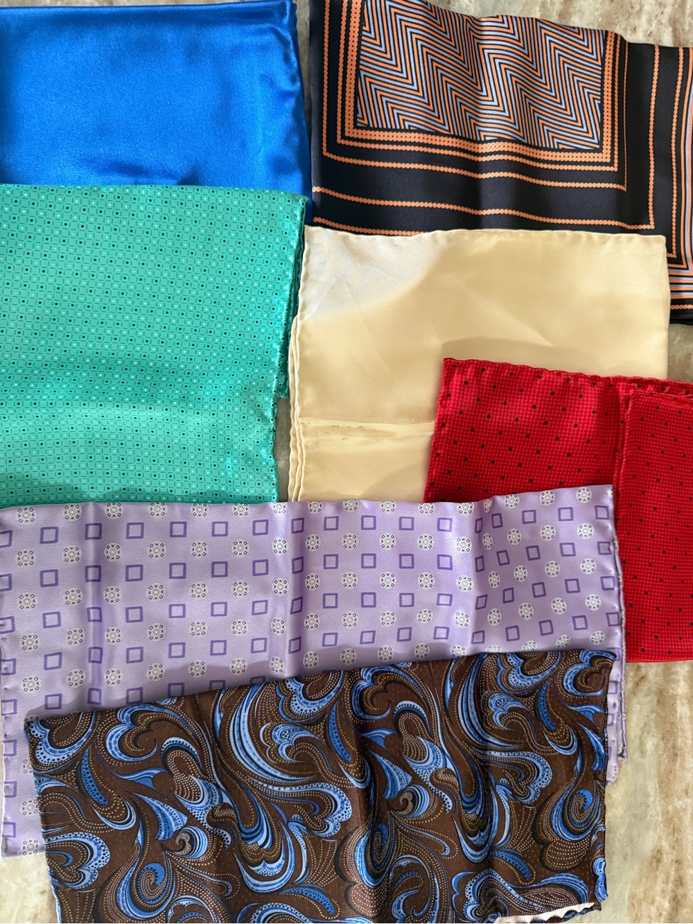 Assorted 100% Seta Silk Pocket Squares - Bright Multi-Color Set